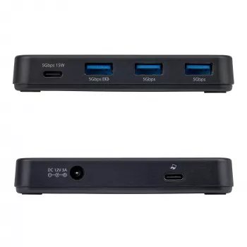 StarTech.com 4-portowy hub USB-C i USB-A, 5 Gb/s, z własnym zasilaniem, kabel hosta 2-w-1 USB-C i USB-A, 1x USB-C i 3x USB-A (1x BC 1.2), zasilacz 36 W w zestawie