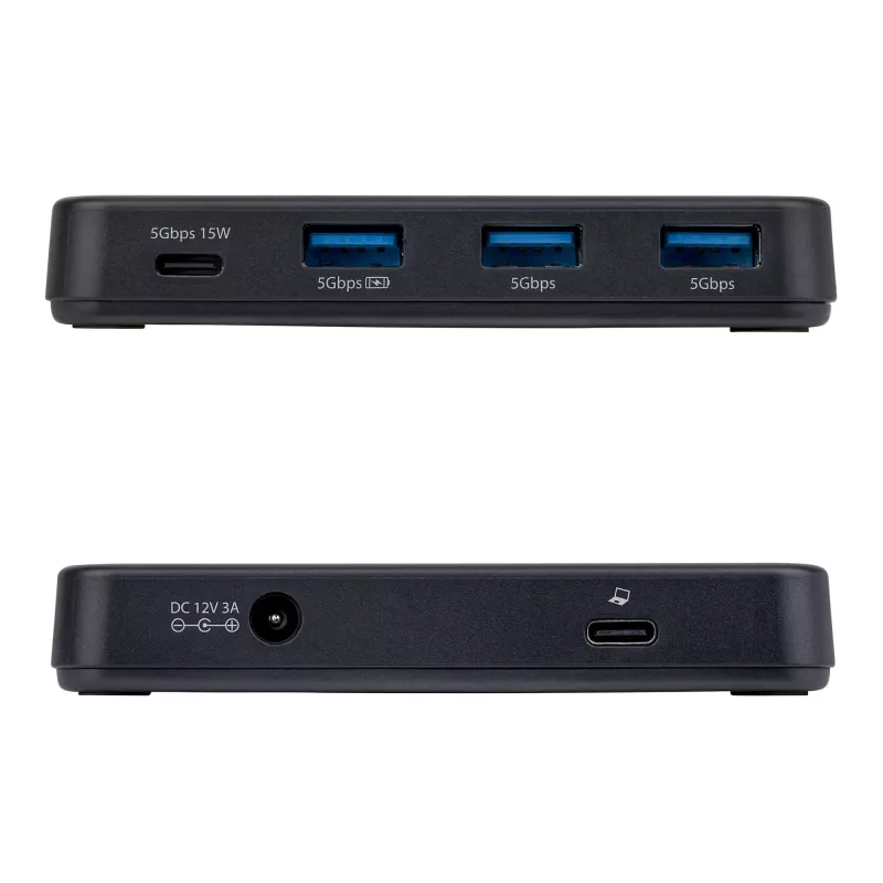 StarTech.com 4-portowy hub USB-C i USB-A, 5 Gb/s, z własnym zasilaniem, kabel hosta 2-w-1 USB-C i USB-A, 1x USB-C i 3x USB-A (1x BC 1.2), zasilacz 36 W w zestawie