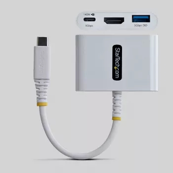 StarTech.com USB-C do HDMI wieloportowy adapter z ładowaniem PD 140 W, HDMI 4K 60 Hz, hub USB 5 Gb/s, minidok do MacBooka / Della / Thinkpada / HP / iPada / tabletów