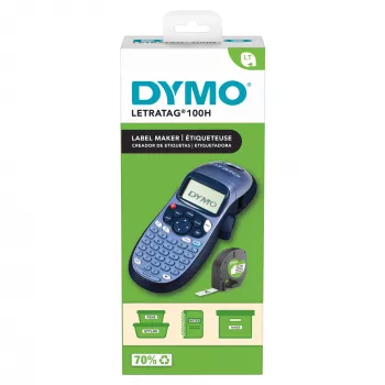 DYMO LetraTag LT-100H ręczna drukarka etykiet | Drukarka etykiet z klawiaturą ABC i łatwym w obsłudze 13-znakowym ekranem LCD | do domu lub biura | niebieska