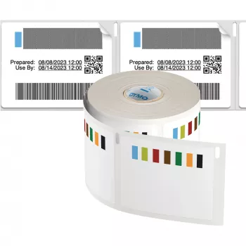 Oryginalne etykiety rotacyjne DYMO LabelWriter dla branży spożywczej | 54 mm x 70 mm | 400 samoprzylepnych etykiet z kolorowym kodem | Do drukarek etykiet LabelWriter