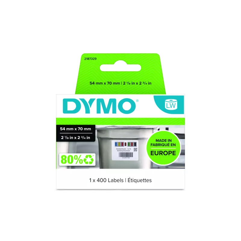Oryginalne etykiety rotacyjne DYMO LabelWriter dla branży spożywczej | 54 mm x 70 mm | 400 samoprzylepnych etykiet z kolorowym kodem | Do drukarek etykiet LabelWriter