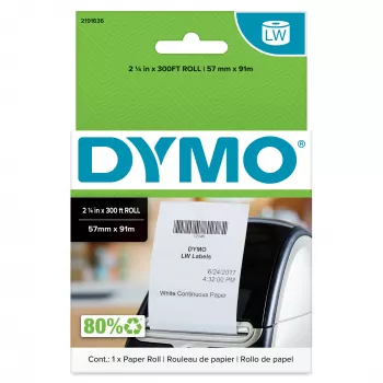 Etykiety ciągłe DYMO Authentic LabelWriter | 57 mm x 91 metrów (2 1/4 cala x 300 stóp) | Etykiety do drukarek etykiet LabelWriter | 1 rolka