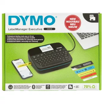 Przenośna drukarka etykiet DYMO LabelManager Executive 640 CB | Kompaktowa maszyna do tworzenia etykiet z klawiaturą QWERTY | łączność Bluetooth i USB | Kompatybilna z etykietami standardowymi i trwałymi D1