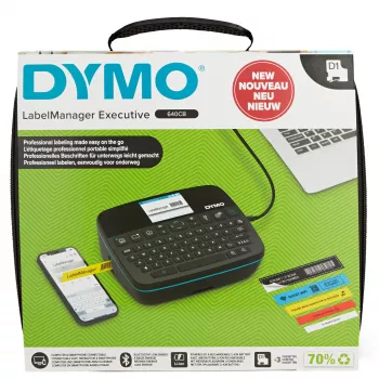DYMO LabelManager Executive 640 CB Przenośny Zestaw Drukarki Etykiet z Torbą i 3 Kasetami | Kompaktowy Producent Etykiet QWERTY | Łączność Bluetooth i USB | Kompatybilny z Etykietami D1