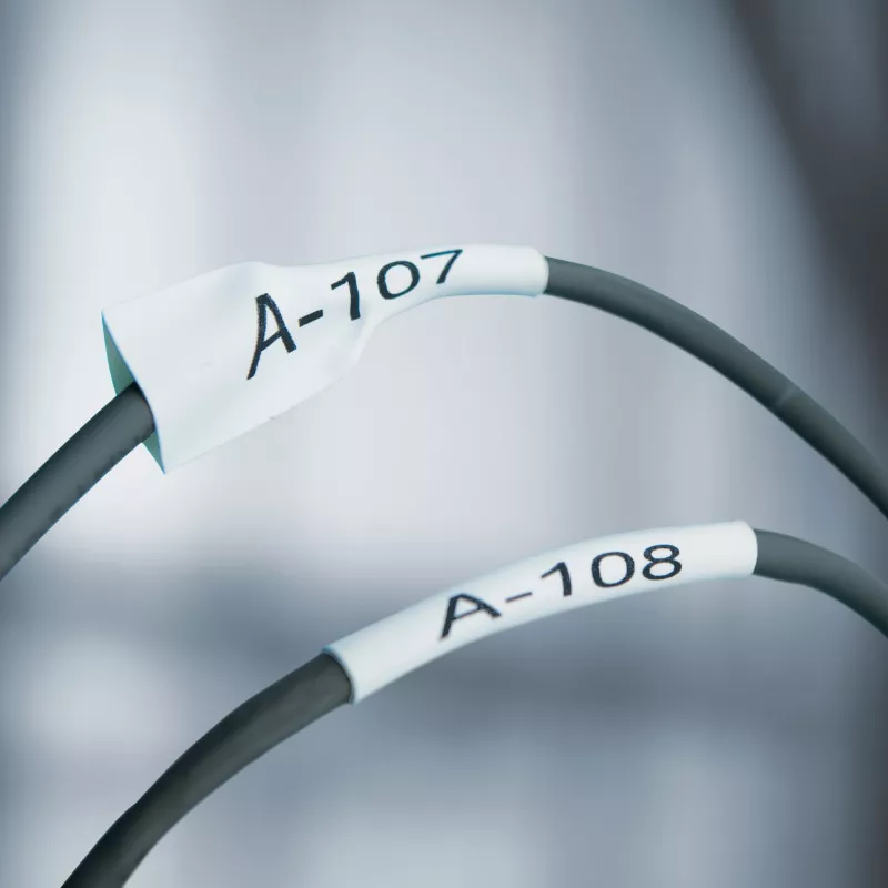 DYMO Rhino Industrial Heat-Shrink kabel Label Tubes | 6mm x 1.5m | Czarny nadruk na białym | do Drukarek Etykiet Rhino