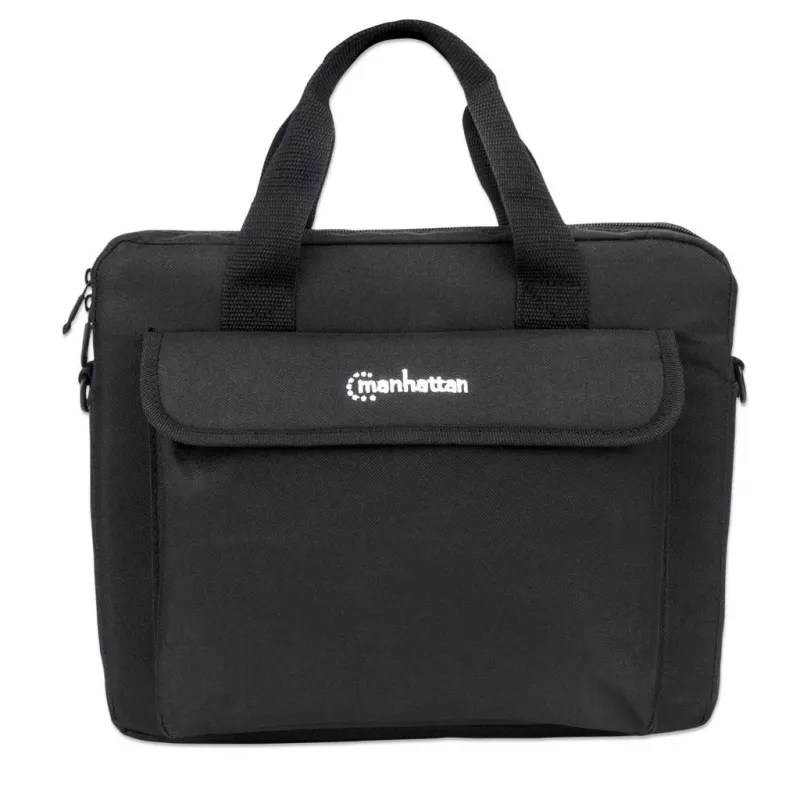 Torba na laptopa Manhattan London 12,5 cala, ładowana od góry, czarna, niski koszt, kieszeń na akcesoria, pasek na ramię (odpinany), etui na notebooka, trzyletnia gwarancja
