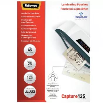 Fellowes ImageLast A5 125 Mikronów Folia do Laminacji - 25 szt., Błyszcząca, Przezroczysta, A5, 0,125 mm, 218 mm, 1 mm