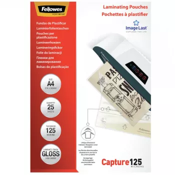 Fellowes ImageLast A4 125 Micron Laminating Pouch - 25 zestaw, błyszczące, przezroczyste, A4, 0,125 mm, 310 mm, 214 mm