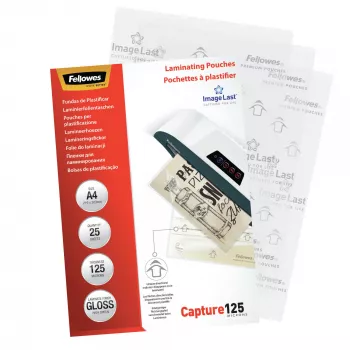 Fellowes ImageLast A4 125 Micron Laminating Pouch - 25 zestaw, błyszczące, przezroczyste, A4, 0,125 mm, 310 mm, 214 mm