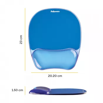 Fellowes mysz Mat Wrist Support - Crystals Gel mysz Pad with Non Slip Rubber Base - Ergonomic mysz Mat for Computer, Laptop, Home Office Use - Kompatybilny with Laser and Optical Mice - niebieski