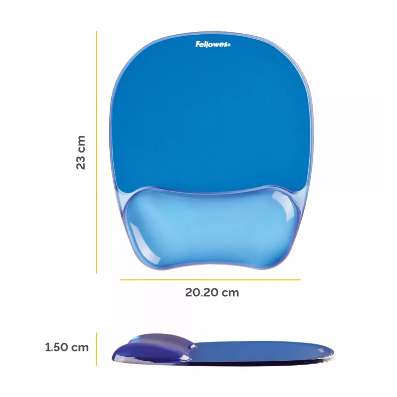 Fellowes mysz Mat Wrist Support - Crystals Gel mysz Pad with Non Slip Rubber Base - Ergonomic mysz Mat for Computer, Laptop, Home Office Use - Kompatybilny with Laser and Optical Mice - niebieski