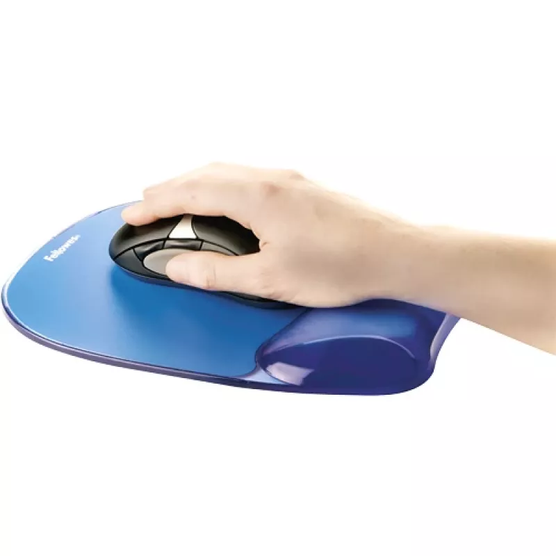 Fellowes mysz Mat Wrist Support - Crystals Gel mysz Pad with Non Slip Rubber Base - Ergonomic mysz Mat for Computer, Laptop, Home Office Use - Kompatybilny with Laser and Optical Mice - niebieski