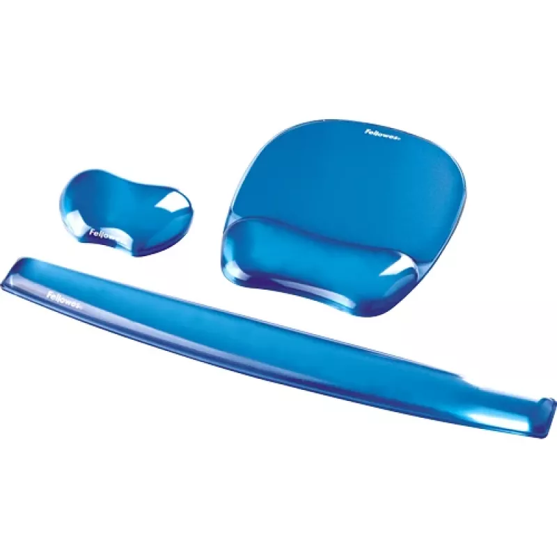 Fellowes mysz Mat Wrist Support - Crystals Gel mysz Pad with Non Slip Rubber Base - Ergonomic mysz Mat for Computer, Laptop, Home Office Use - Kompatybilny with Laser and Optical Mice - niebieski
