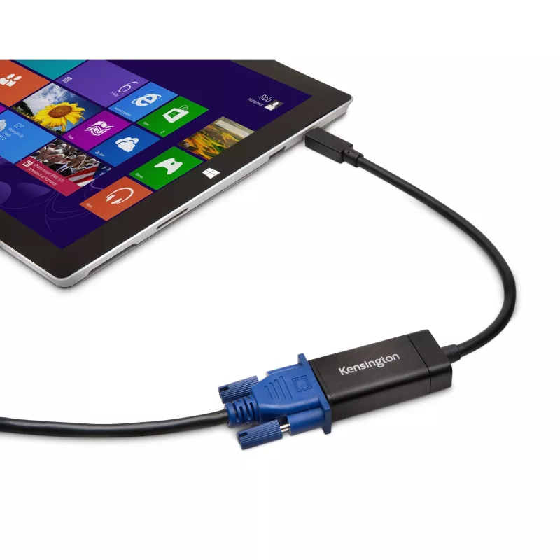 Kensington VM1000 Mini Display Port to VGA Adapter, 0.14 m, Mini DisplayPort 1.2, VGA, Męski, Żeński, 1920 x 1080 pikseli