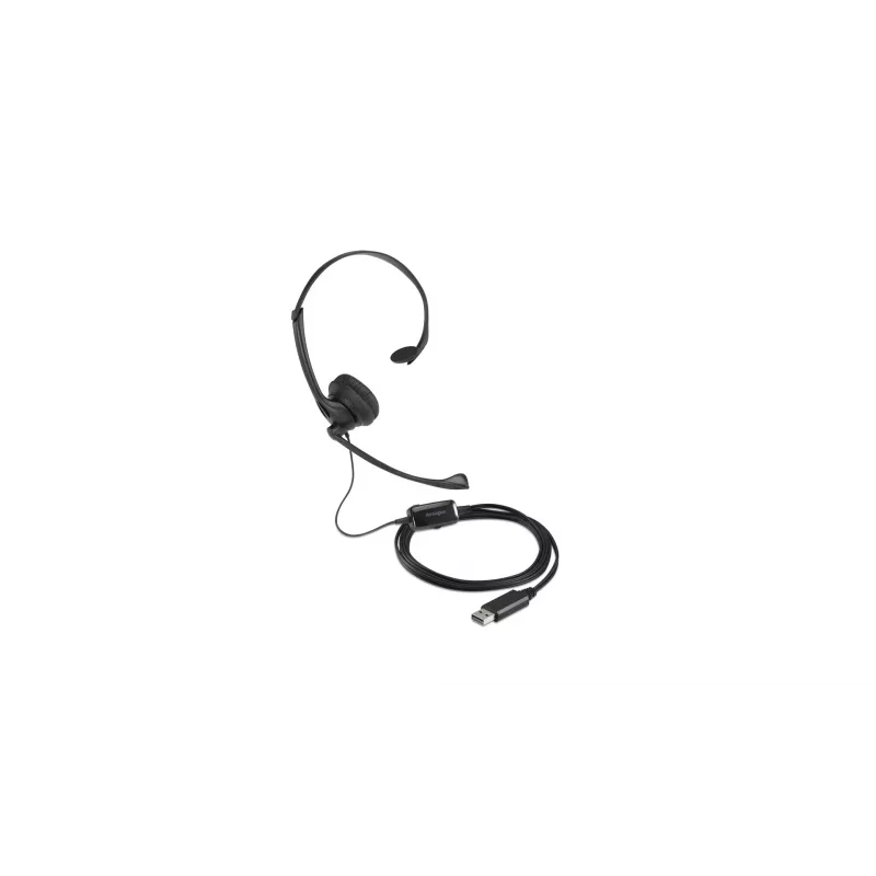 Kensington USB Mono Headset z Inline Controls, Wired, Office/Call center, Headset, Czarny