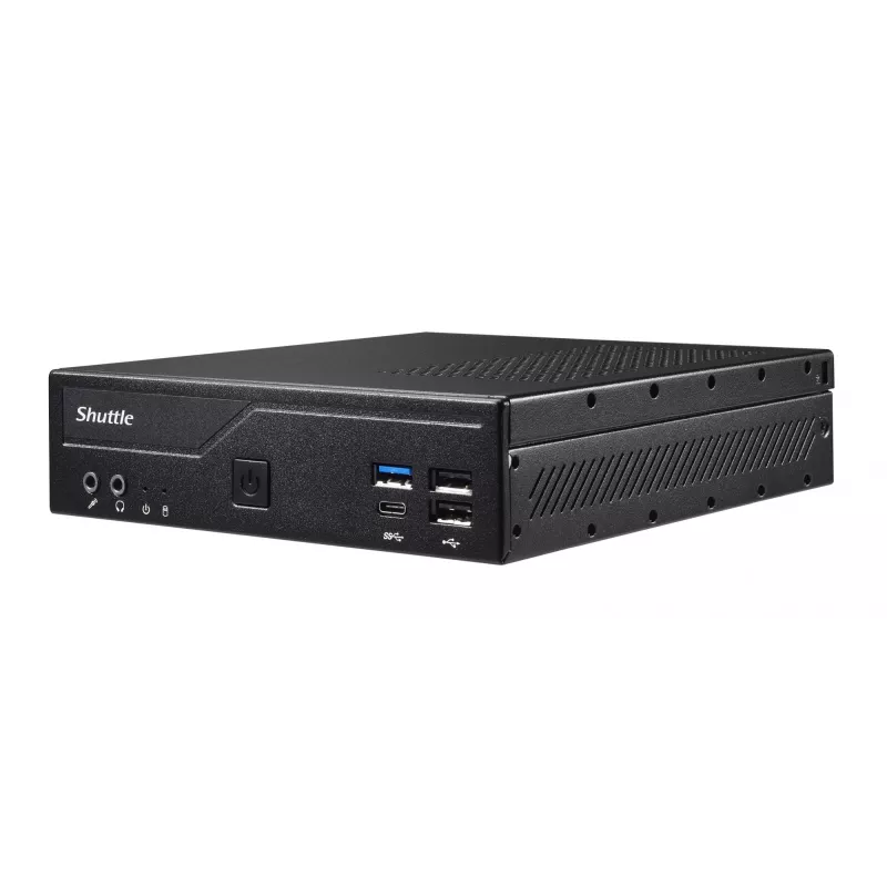 Shuttle cienki PC DH610 , S1700, 1x HDMI, 2x DP , 1x 2.5 inch, 2x M.2, 2x LAN (Intel 1G + 2.5G), 2x COM, praca ciągła 24/7, w zestawie VESA