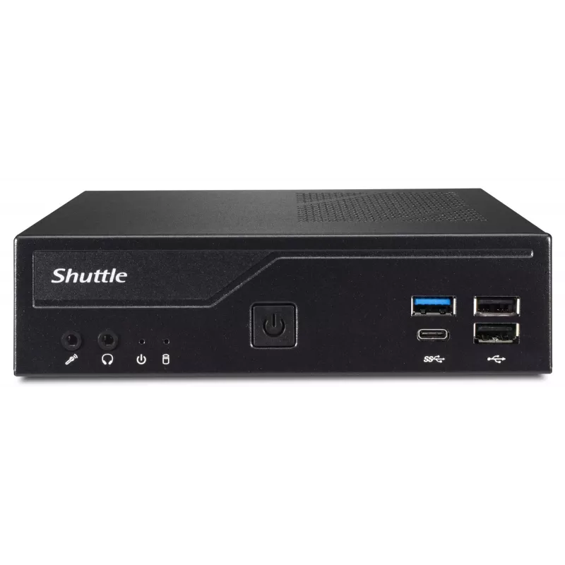 Shuttle cienki PC DH610 , S1700, 1x HDMI, 2x DP , 1x 2.5 inch, 2x M.2, 2x LAN (Intel 1G + 2.5G), 2x COM, praca ciągła 24/7, w zestawie VESA