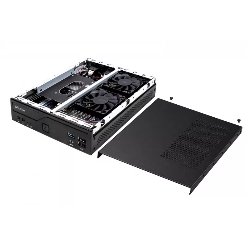 Shuttle cienki PC DH610 , S1700, 1x HDMI, 2x DP , 1x 2.5 inch, 2x M.2, 2x LAN (Intel 1G + 2.5G), 2x COM, praca ciągła 24/7, w zestawie VESA