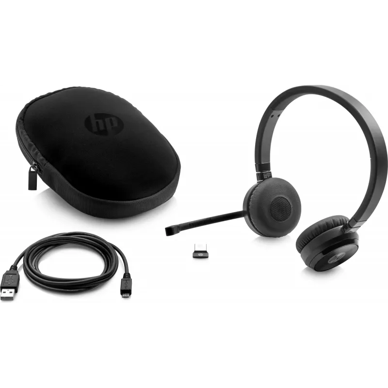 HP UC Wireless Duo Headset, Bezprzewodowy, Biuro/Call center, 310 g, Zestaw słuchawkowy, Czarny