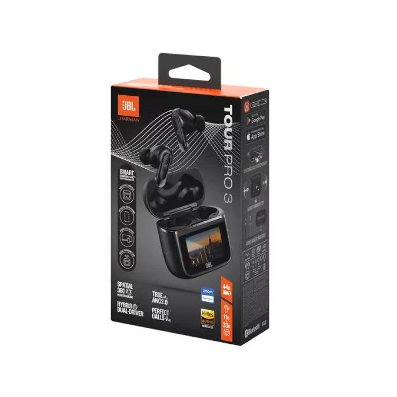 JBL Tour Pro 3 Zestaw słuchawkowy Bezprzewodowy Douszny Połączenia/Muzyka/Sport/Codzienność Bluetooth Czarny