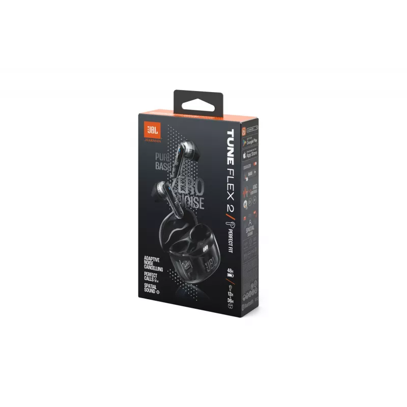 JBL Tune Flex 2 Ghost Edition Zestaw słuchawkowy True Wireless Stereo (TWS) Douszny Rozmowy/Muzyka Bluetooth Czarny