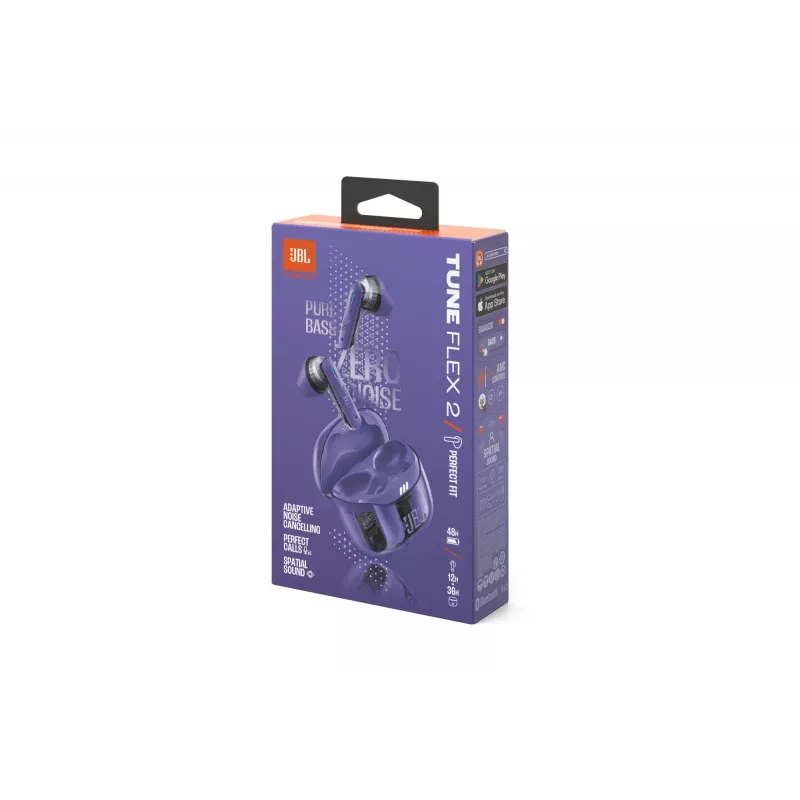 JBL Tune Flex 2 Ghost Edition Zestaw słuchawkowy True Wireless Stereo (TWS) douszny Rozmowy/Muzyka Bluetooth Fioletowy