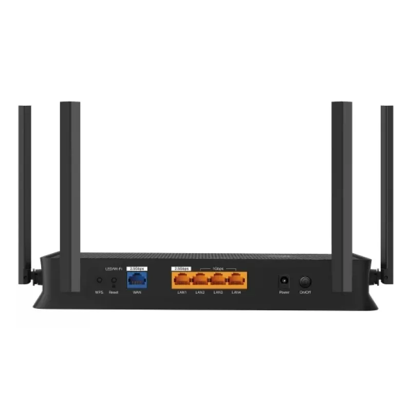 Stołowy router bezprzewodowy TP-Link EB210 Pro — Dwupasmowy 2,4/5 GHz, Wi‑Fi 7 (802.11be), Ethernet 2,5 Gigabit, 5 portów LAN, USB, Czarny