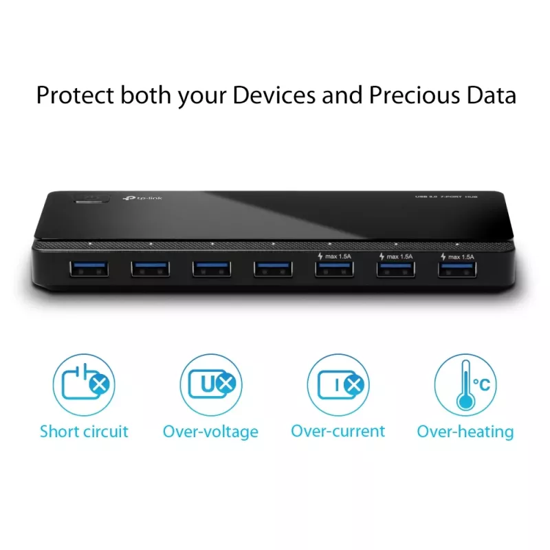 TP-Link UH700 hub interfejsowy USB 3.2 Gen 1 (3.1 Gen 1) Micro-B 5000 Mbit/s Czarny