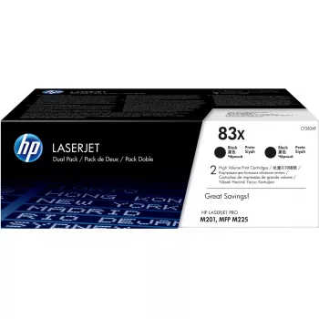 Kasety z tonerem HP 83X (CF283XD) 2 szt. Wysokowydajne czarne do drukarek LaserJet, 2200 stron (czarne)