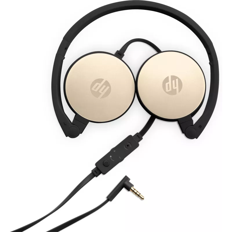 Zestaw słuchawkowy HP Stereo H2800 (czarny z jedwabistym złotem), Przewodowy, Rozmowy/Muzyka, 125 g, Zestaw słuchawkowy, Czarny, Złoty
