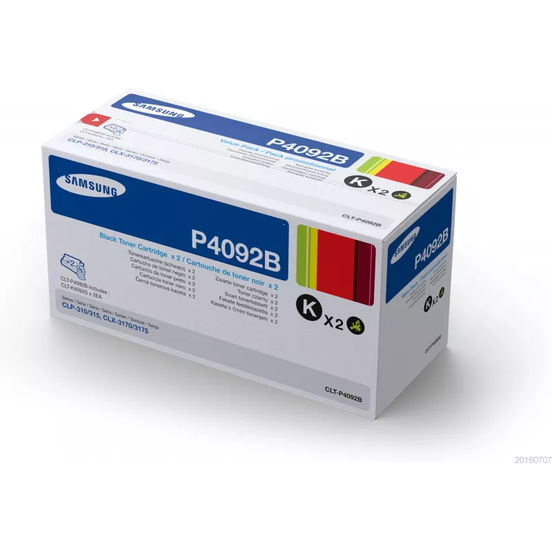 Zestaw 2 tonerów, Samsung CLT-P4092B, Czarny, 1500 stron na toner