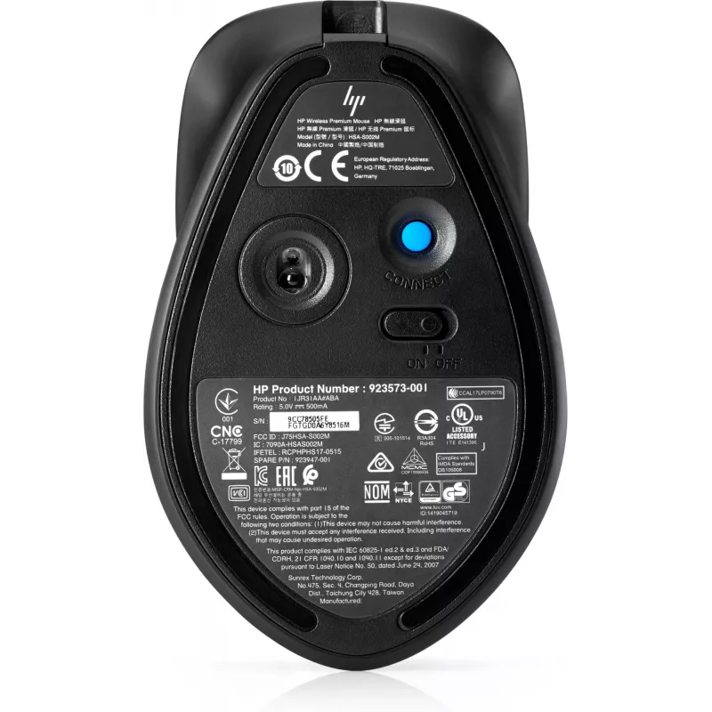 HP ENVY Mysz ładowalna 500, symetryczna, laserowa, RF bezprzewodowa, 1600 DPI, czarno-szara