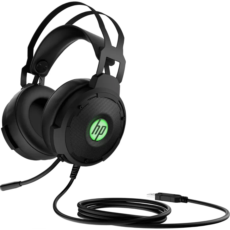 Zestaw słuchawkowy HP Pavilion Gaming Headset 600, przewodowy, do gier, 360 g, nauszny, czarny, zielony