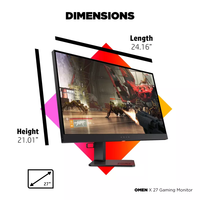 Monitor komputerowy HP OMEN X 27 68,6 cm (27 cali) 2560 x 1440 pikseli Quad HD Czarny (produkt odnowiony)