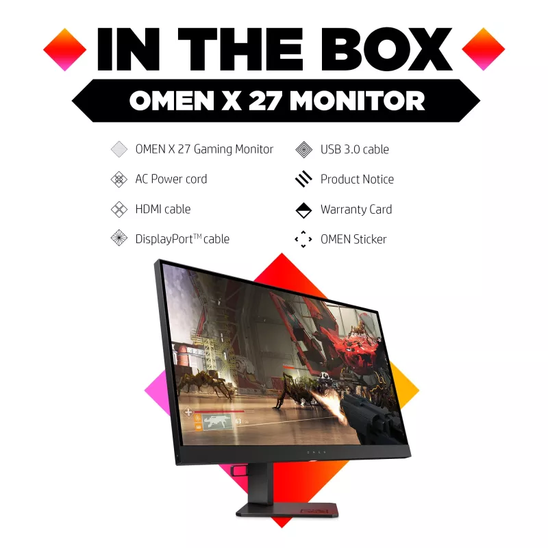 Monitor komputerowy HP OMEN X 27 68,6 cm (27 cali) 2560 x 1440 pikseli Quad HD Czarny (produkt odnowiony)