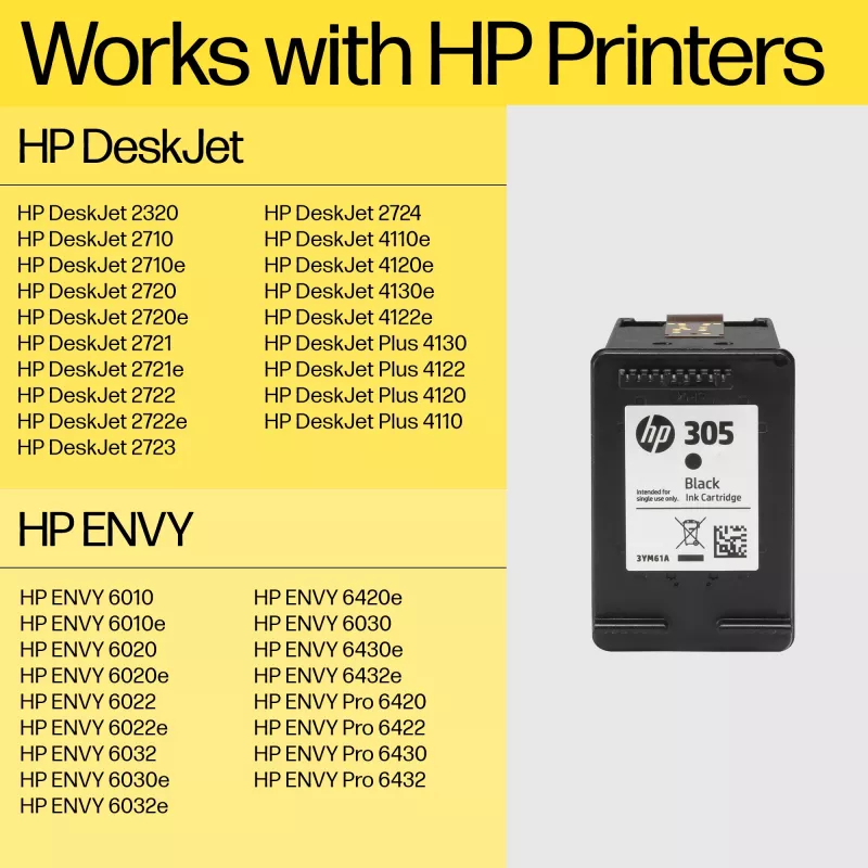 HP 305XL High Yield Czarny Oryginalny wkład atramentowy