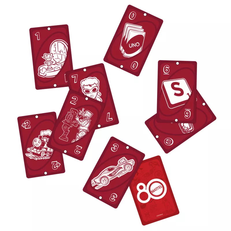 Gra UNO Mattel 80th Ruby czerwony dla dzieci i na wieczór rodzinny