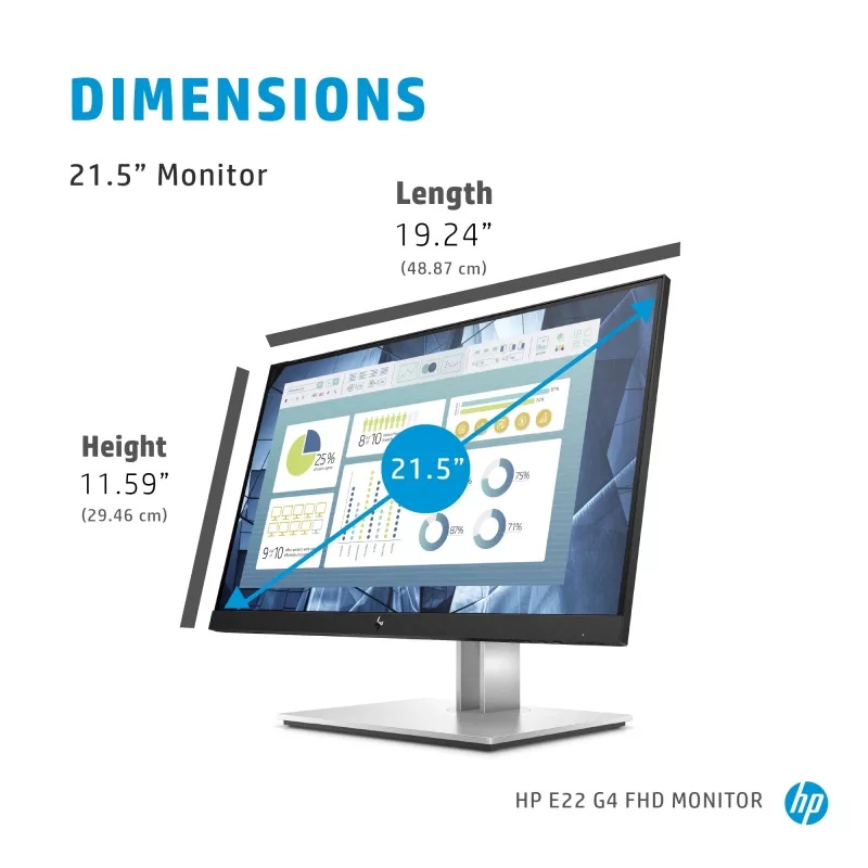 Monitor komputerowy HP E-Series E22 G4 54,6 cm (21,5 cala) 1920 x 1080 pikseli Full HD LCD Czarny, Srebrny