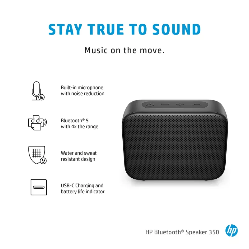 HP srebrny Bluetooth Speaker 350, bezprzewodowy, biały, uniwersalny, wbudowana bateria, 180 g, 78,5 mm