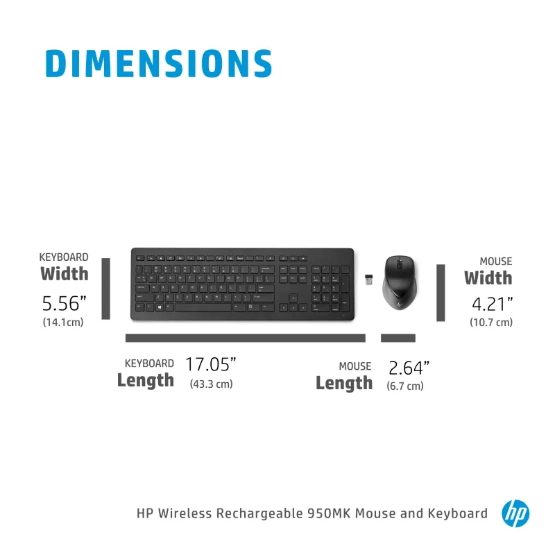 HP Wireless Rechargeable 950MK mysz and klawiatura Full-size Wireless Mechanical