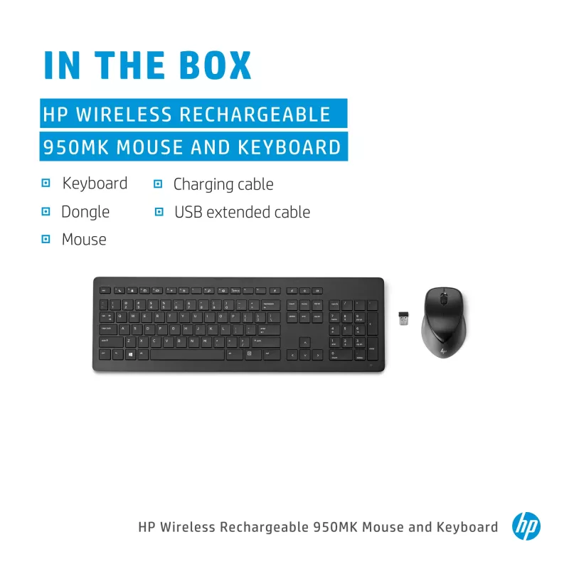 HP Wireless Rechargeable 950MK mysz and klawiatura Full-size Wireless Mechanical