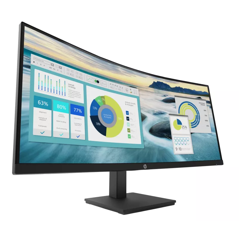 HP P34hc G4 WQHD USB-C Curved Monitor, 86,4 cm (34 cale), 3440 x 1440 pikseli, Wide Quad HD, LCD, 5 ms, Czarny