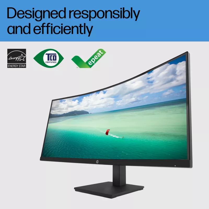 HP P34hc G4 WQHD USB-C Curved Monitor, 86,4 cm (34 cale), 3440 x 1440 pikseli, Wide Quad HD, LCD, 5 ms, Czarny