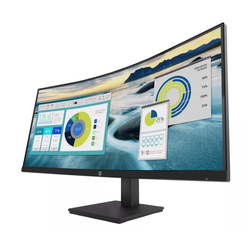 HP P34hc G4 WQHD USB-C Curved Monitor, 86,4 cm (34 cale), 3440 x 1440 pikseli, Wide Quad HD, LCD, 5 ms, Czarny