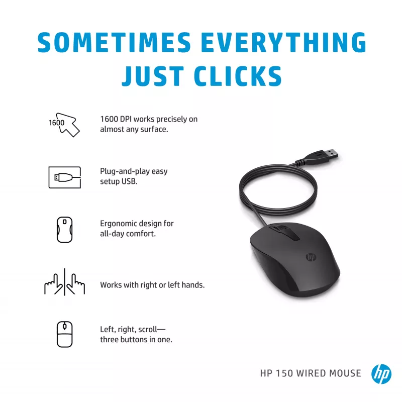 Mysz HP 150 przewodowa USB Type-A