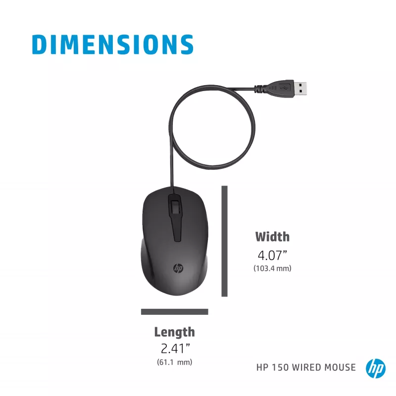 Mysz HP 150 przewodowa USB Type-A