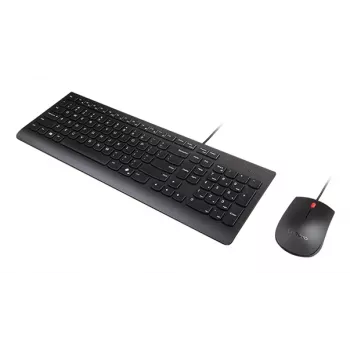 Przewodowy pełnowymiarowy zestaw klawiatury i myszy USB Lenovo 4X31R64409 — układ 100%, kabel 1,8 m, czarny, duński