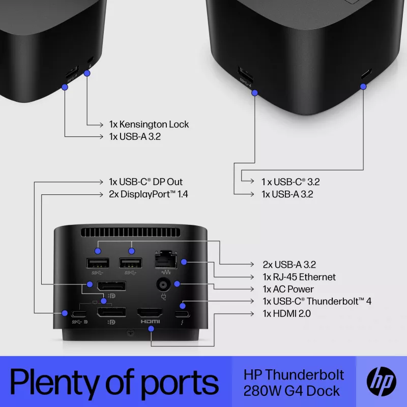 Stacja dokująca HP Thunderbolt Dock 280W G4 przewodowa Thunderbolt 4 czarna