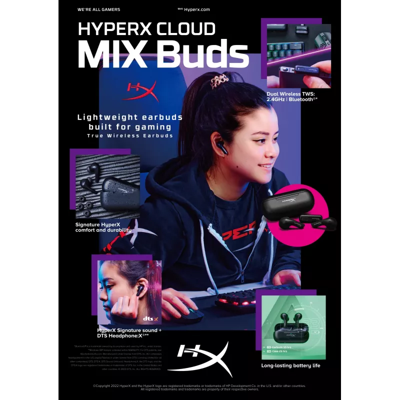 HyperX Cloud MIX Buds Bezprzewodowe Słuchawki (Czarny)